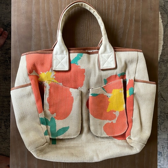 Anthropologie Handbags - Anthropologie Floral Canvas Tote preppy resort vacation gift